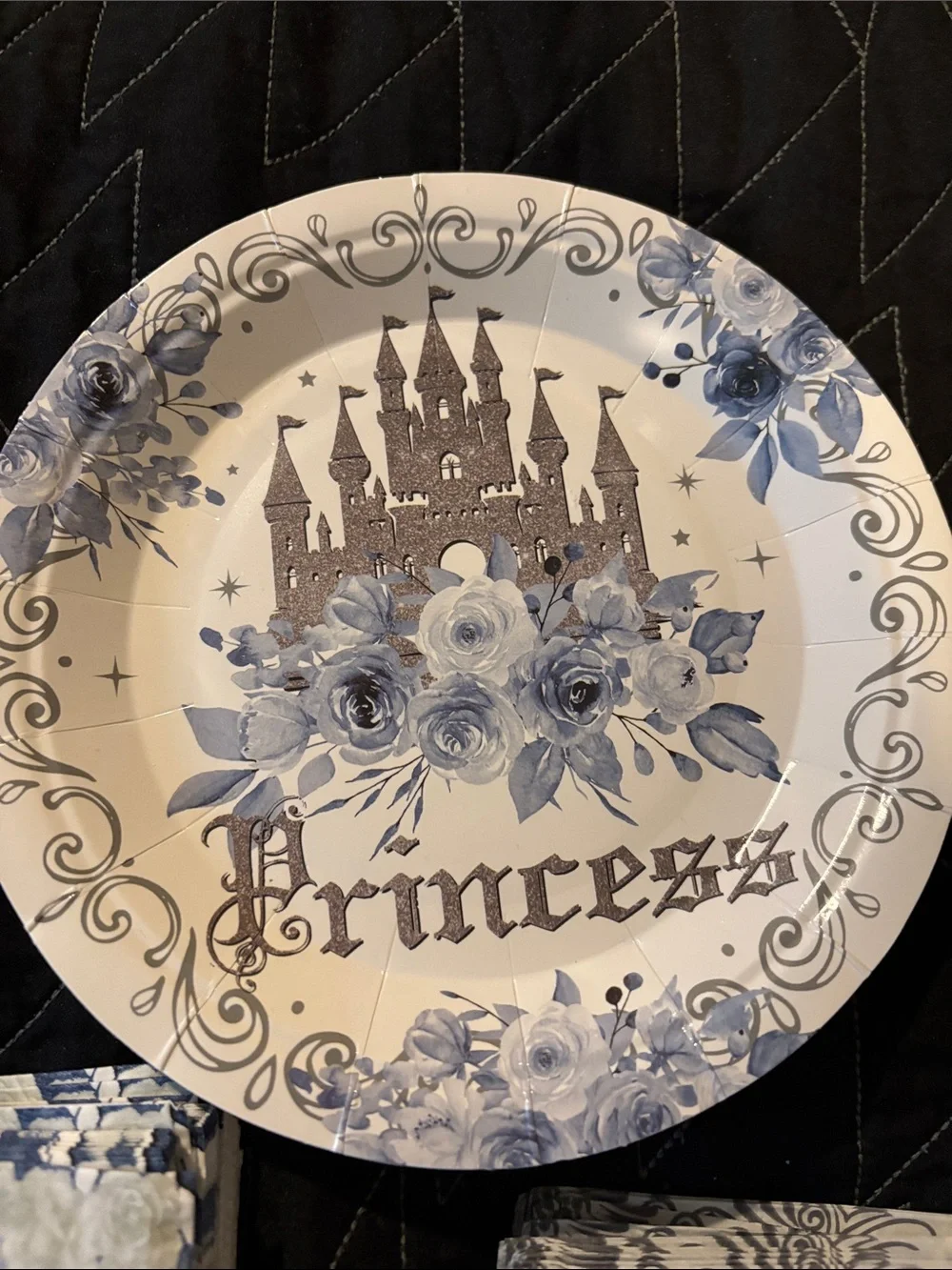 Lot 136 Once Upon a Time Princess Party Plates & Napkins - Blue and White